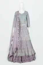 Mist-Gray & Royal Purple Indo-western Tale Style Bridal Gown | BRD633 - Patel Brothers NX 7