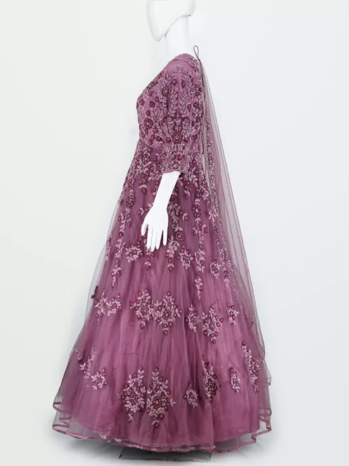 Purpureus Pink 3d Handwork Western Style Bridal Gown | BRD647 - Patel Brothers NX 3