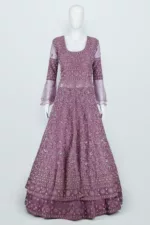 Mauve Purple Heavy Embroidered Lakhnavi Bridal Gown | BRD697 - Patel Brothers NX 8