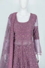Mauve Purple Heavy Embroidered Lakhnavi Bridal Gown | BRD697 - Patel Brothers NX 7