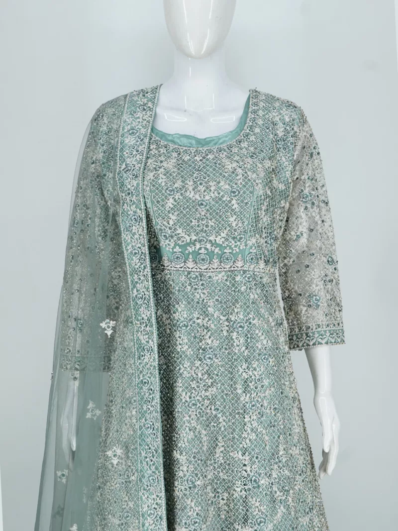 Powder-Blue Lahnavi Embroidered Bridal Gown | BRD710 - Patel Brothers NX 5