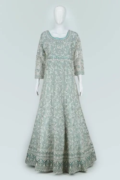 Powder-Blue Lahnavi Embroidered Bridal Gown | BRD710 - Patel Brothers NX 2
