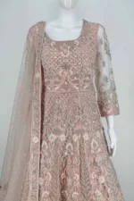 Pastel Pink Heavy Handwork Kali Style Bridal Gown | BRD725 - Patel Brothers NX 9