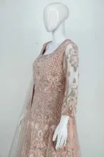 Pastel Pink Heavy Handwork Kali Style Bridal Gown | BRD725 - Patel Brothers NX 10
