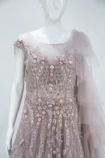 Lemonade Crepe Pink 3d Handwork Western Style Bridal Gown | BRD381 - Patel Brothers NX 8