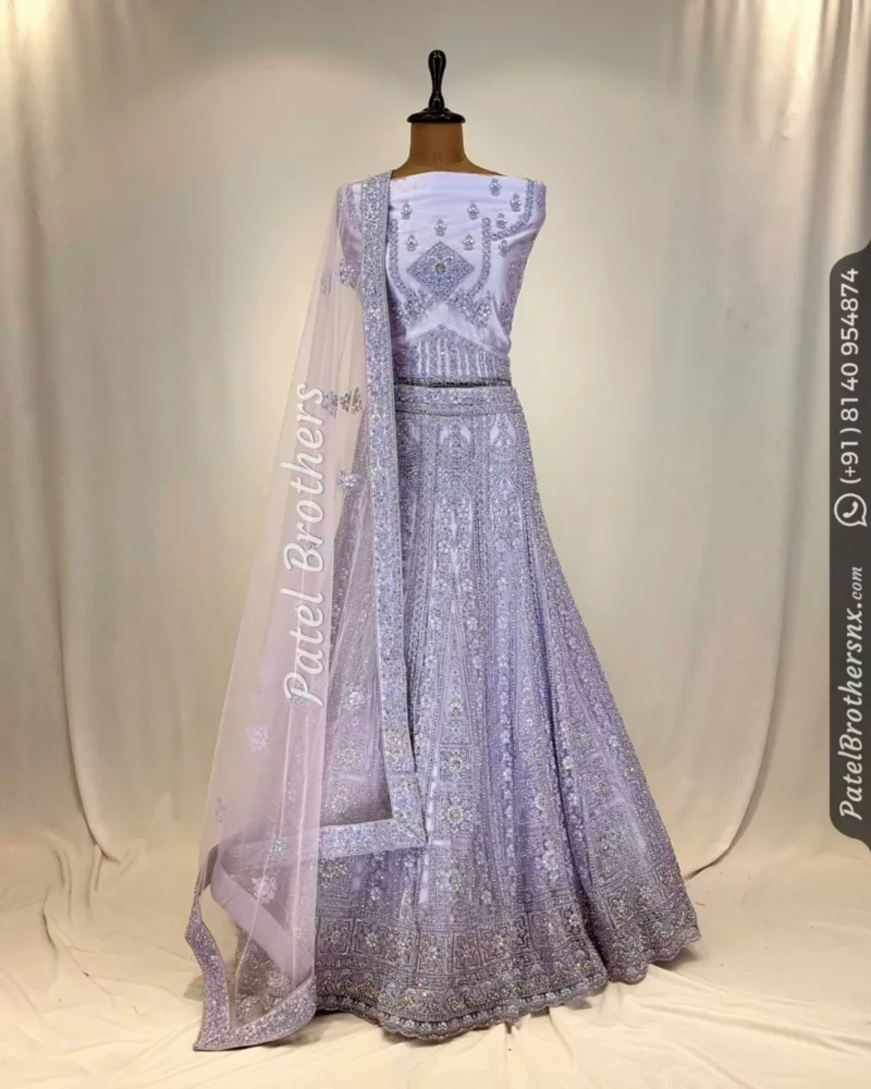 Lunar Lilac Grey Intricate Embroidered Bridal Lehenga 121201 - Patel Brothers NX 3