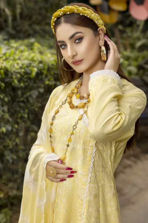Rib-Lawn Fabric with Embroidered Qos-e-Qaza (Spring Edition’23) RJ03 - Patel Brothers NX 4