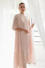 Shell Pink-4pc Chiffon Embroidered Suit By Cross Stitch - Patel Brothers NX 12