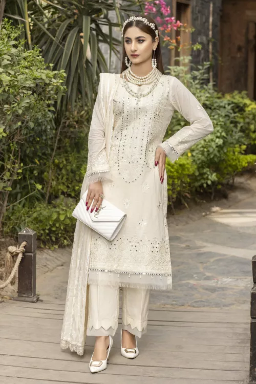 Slub-Lawn Fabric with Embroidered Qos-e-Qaza (Spring Edition’23) | RJ-07 - Patel Brothers NX 13