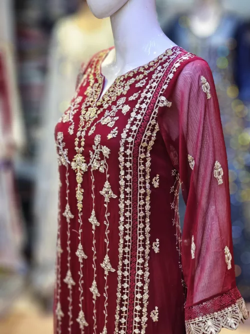 Agha Noor 3pc Chiffon Embroidered Suit ’23 | S201 - Patel Brothers NX 2