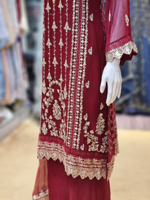 Agha Noor 3pc Chiffon Embroidered Suit ’23 | S201 - Patel Brothers NX 4