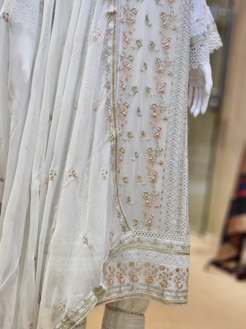 Agha Noor 3pc Chiffon Embroidered Suit ’23 | S202 - Patel Brothers NX 4