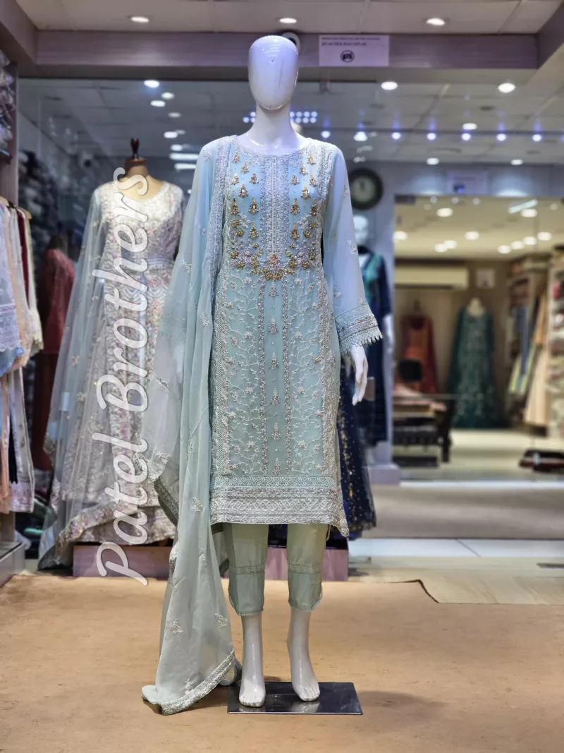 Agha Noor 3pc Chiffon Embroidered Suit ’23 | S208 - Patel Brothers NX 3