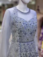 Gray Heavy Embroidered Western Style Bridal Gown | BRD929 - Patel Brothers NX 8