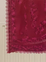 Pure Embroidered Cotton Net Shirt With Organza Dupatta S106816 - Patel Brothers NX 16