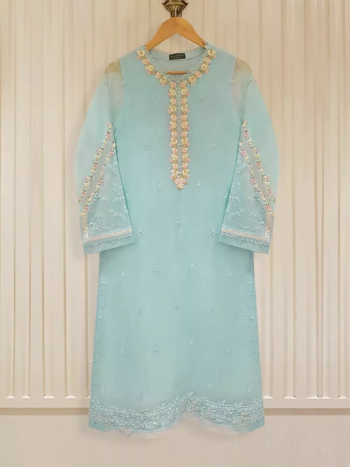 Pure Chiffon Beautiful Embroidered Shirt And Pants S106374 - Patel Brothers NX 3