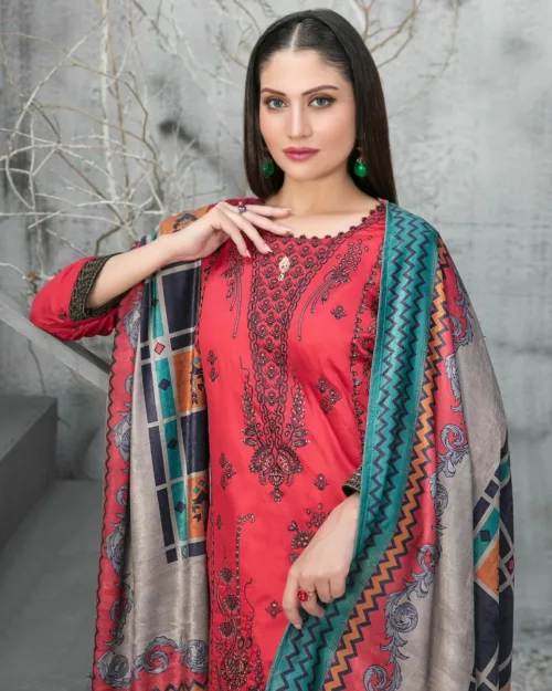 Nira Semi-Stitched Satin Shirt & Velvet Shawl | D-1116 - Patel Brothers NX 2