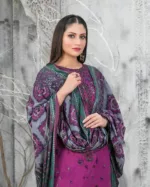 Nira Semi-Stitched Satin Shirt & Velvet Shawl | D-1122 - Patel Brothers NX 8