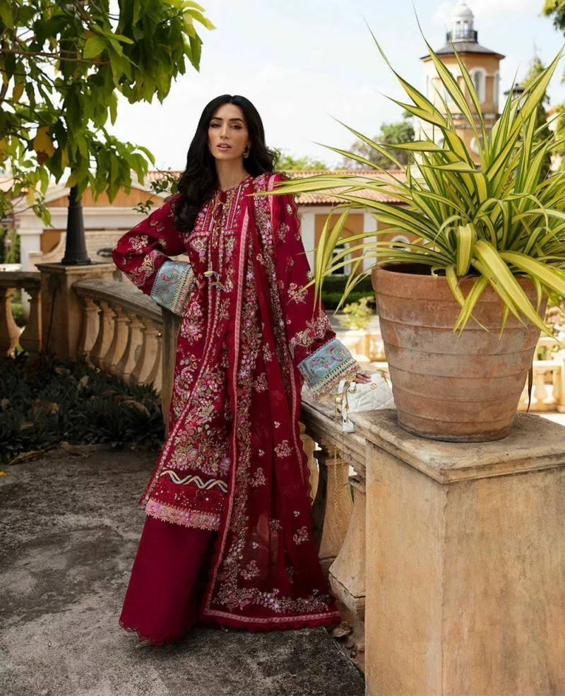 Ilana Luxury Lawn Unstitched By Republic Womens Wear | Rouge (D8-A) - Patel Brothers NX 3