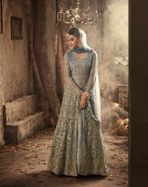 Embroidered Net Bridal Gown | Mohini 46002 - Patel Brothers NX