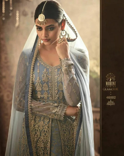 Embroidered Net Bridal Gown | Mohini 46002 - Patel Brothers NX 3