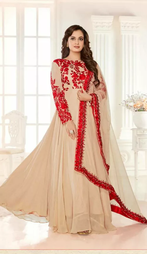 Georgette Embroidered Gown Suit | ASH-7010 - Patel Brothers NX 8