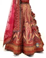 Kashmiri Embroidered Red and Gold Velvet Bridal Lehenga SZL8507 - Patel Brothers NX 12