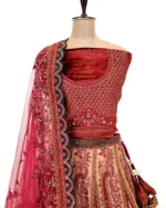 Kashmiri Embroidered Red and Gold Velvet Bridal Lehenga SZL8507 - Patel Brothers NX 11