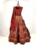 Kashmiri Embroidered Red and Gold Velvet Bridal Lehenga SZL8507 - Patel Brothers NX 15