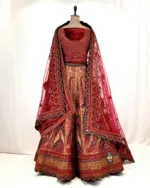 Kashmiri Embroidered Red and Gold Velvet Bridal Lehenga SZL8507 - Patel Brothers NX 13