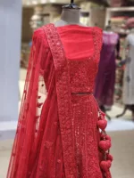 Crimson Red Net Embroidered Bridal Lehenga SZL8515 - Patel Brothers NX 10