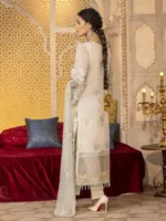 Light White Cream Pure Cotton Net Suit with All-Over Resham Embroidery and Zardozi Handwork - Patel Brothers NX 7