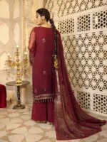 Maroon Red Pure Chiffon Suit with Resham Embroidery and Zardozi Handwork - Patel Brothers NX 7