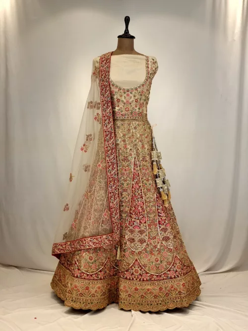 Royal Gold Multi Embroidered Bridal Lehenga SZL9097 - Patel Brothers NX