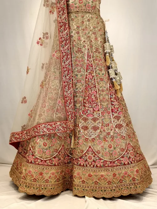 Royal Gold Multi Embroidered Bridal Lehenga SZL9097 - Patel Brothers NX 3