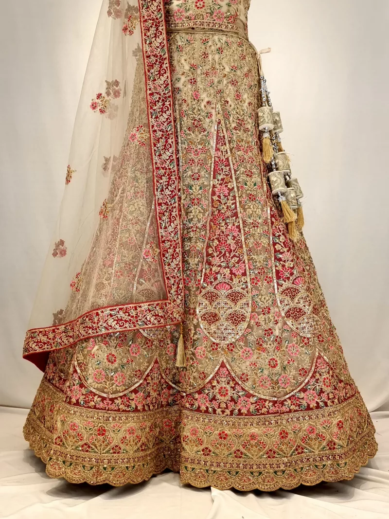 Royal Gold Multi Embroidered Bridal Lehenga SZL9097 - Patel Brothers NX 5