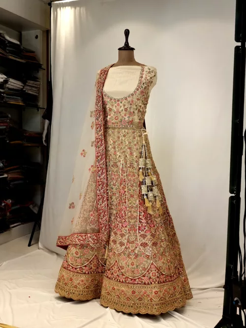 Royal Gold Multi Embroidered Bridal Lehenga SZL9097 - Patel Brothers NX 4