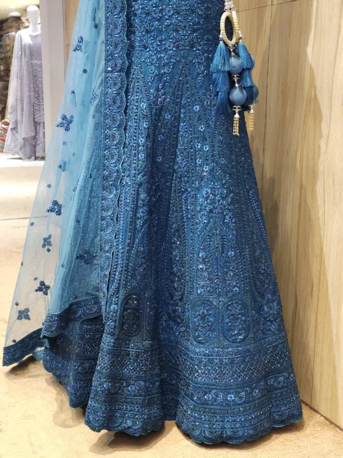 Sapphire Blue Intricate Embroidered Bridal Lehenga SZL8518 - Patel Brothers NX 2