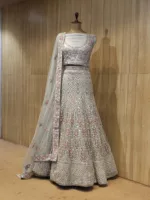 Light Grey Multi Embroidered Bridal LehengaSZL9098 - Patel Brothers NX 8