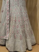 Light Grey Multi Embroidered Bridal LehengaSZL9098 - Patel Brothers NX 9