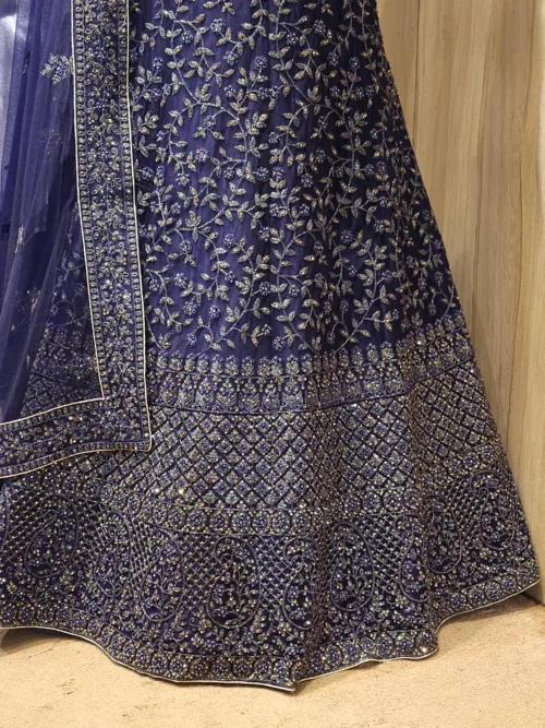 Ink Blue Zari Embroidered Bridal Lehenga SZL-9864 - Patel Brothers NX 2