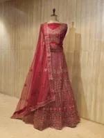 Red Zari Embroidered Intricate Bridal Lehenga SZL5727 - Patel Brothers NX 7