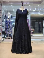 Jet Black Kashmiri Embroidered Georgette Anarkali Gown EXC8477 - Patel Brothers NX 8