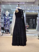 Jet Black Kashmiri Embroidered Georgette Anarkali Gown EXC8477 - Patel Brothers NX 11