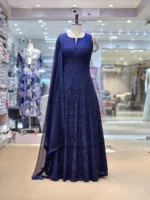 Deep Indigo Blue Kashmiri Embroidered Georgette Anarkali Gown EXC8477 - Patel Brothers NX 9