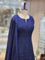 Deep Indigo Blue Kashmiri Embroidered Georgette Anarkali Gown EXC8477 - Patel Brothers NX 12