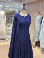 Deep Indigo Blue Kashmiri Embroidered Georgette Anarkali Gown EXC8477 - Patel Brothers NX 10