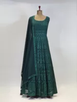 Persian Green Kashmiri Embroidered Georgette Long Party Gown EXC8479 - Patel Brothers NX 6