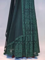 Persian Green Kashmiri Embroidered Georgette Long Party Gown EXC8479 - Patel Brothers NX 8