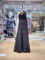 Dark Gray Kashmiri Embroidered Georgette Anarkali Gown EXC8487 - Patel Brothers NX 9